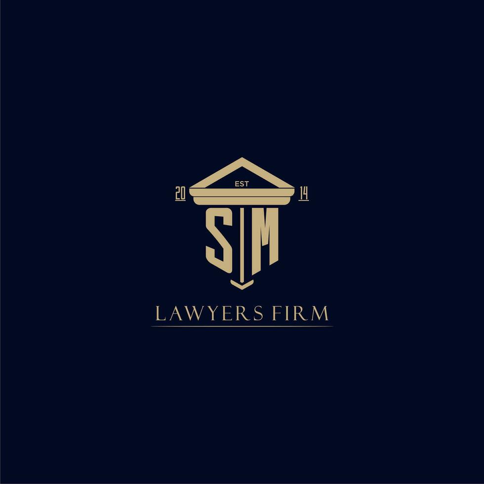 SM initial monogram lawfirm logo with pillar design vector