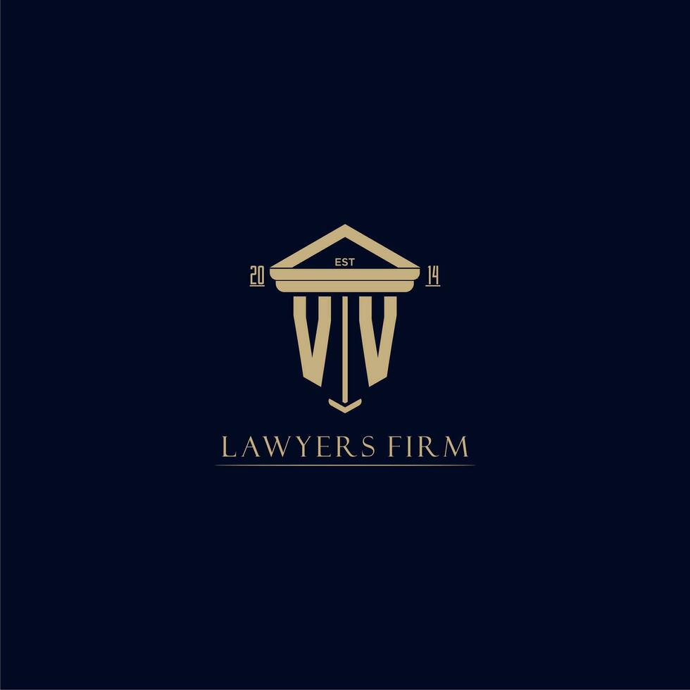VV initial monogram lawfirm logo with pillar design vector