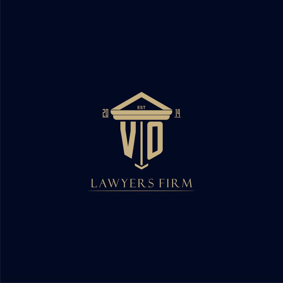 VO initial monogram lawfirm logo with pillar design vector