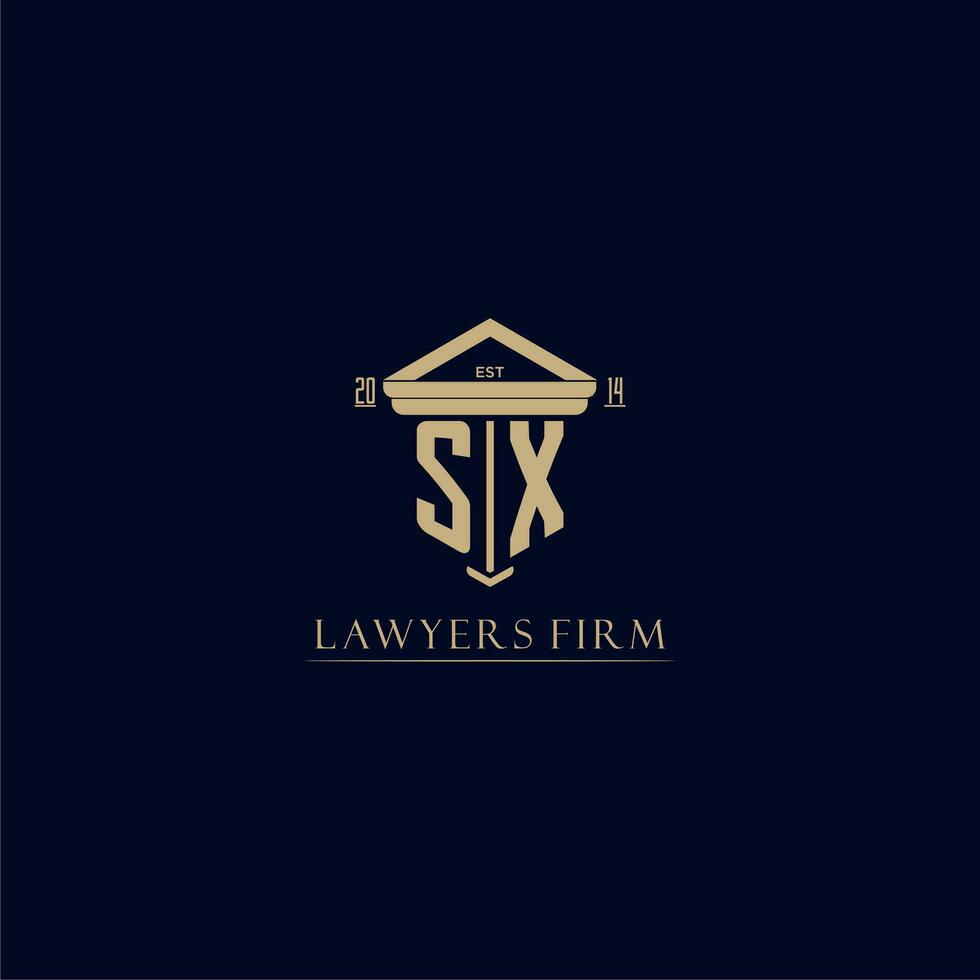 SX initial monogram lawfirm logo with pillar design vector