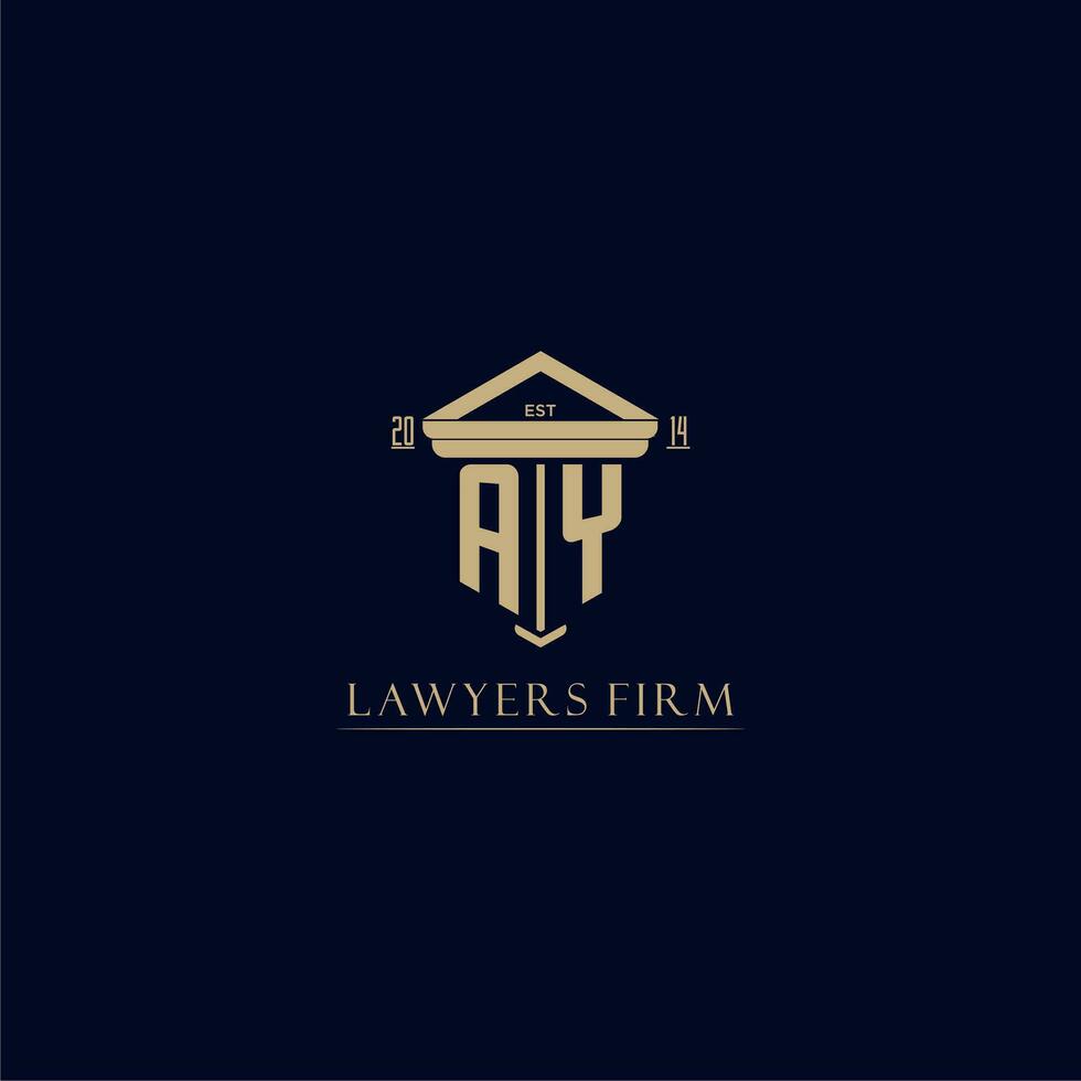AY initial monogram lawfirm logo with pillar design vector