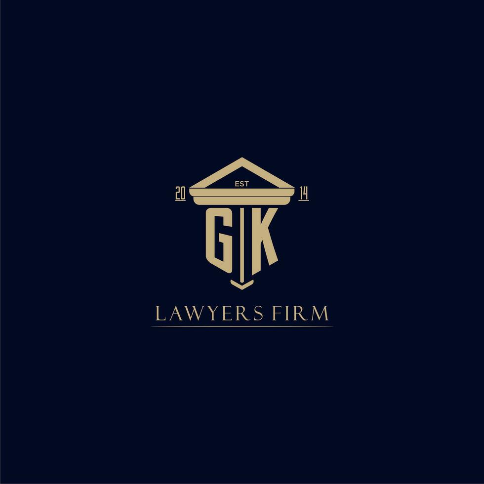 GK initial monogram lawfirm logo with pillar design vector