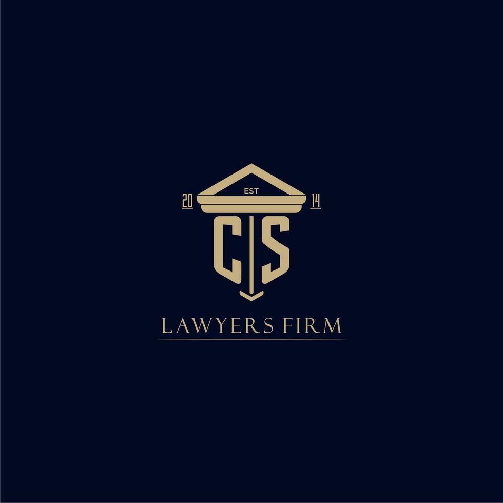 CS initial monogram lawfirm logo with pillar design vector