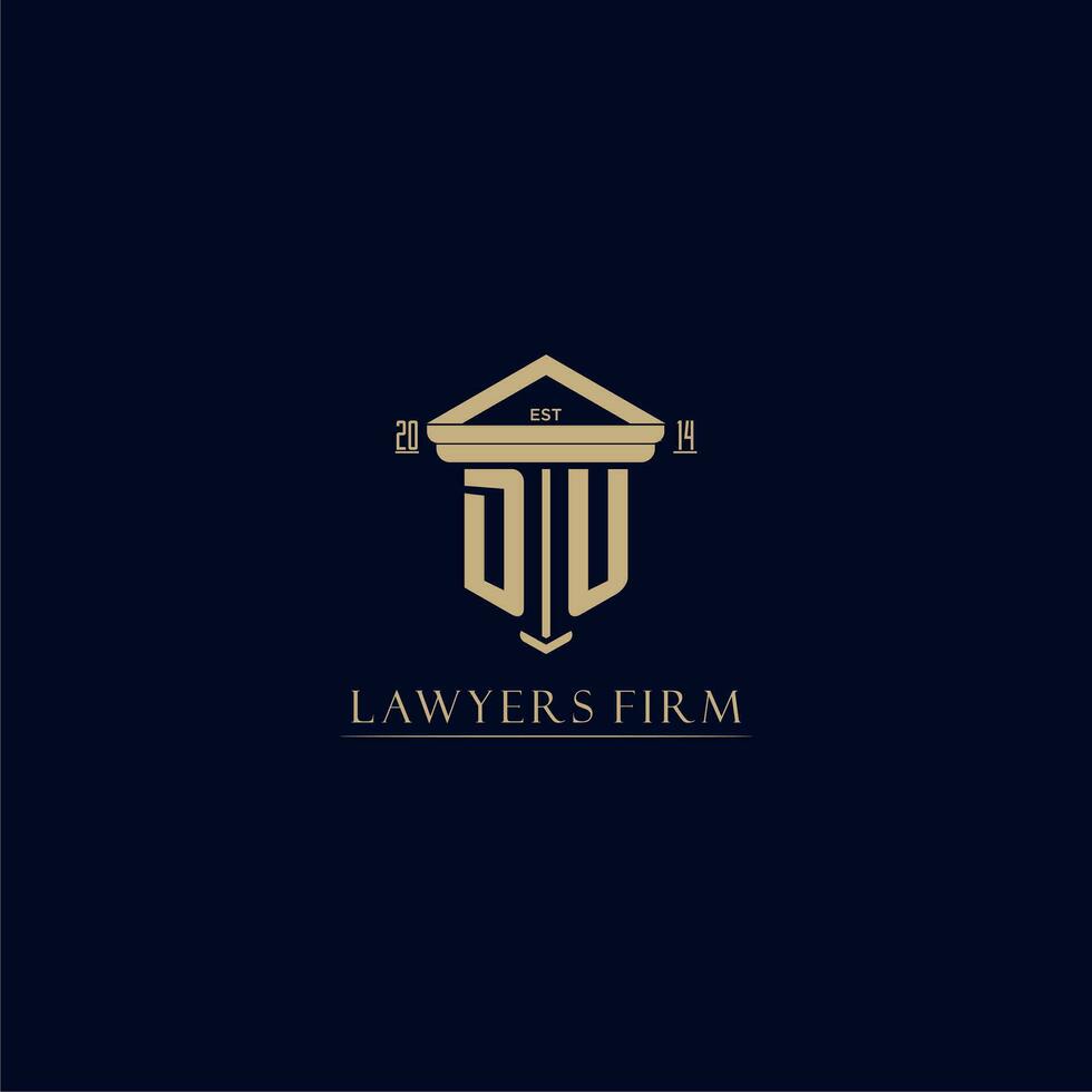 DU initial monogram lawfirm logo with pillar design vector
