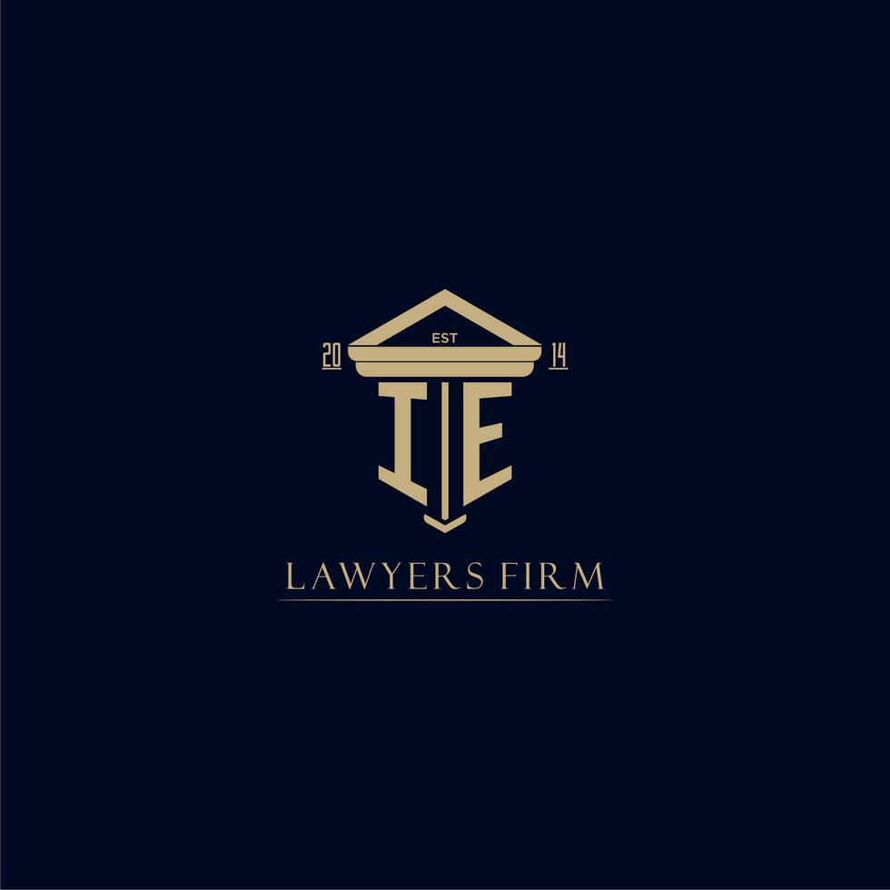 IE initial monogram lawfirm logo with pillar design vector