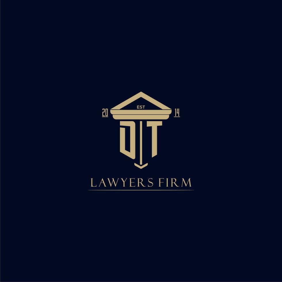 DT initial monogram lawfirm logo with pillar design vector