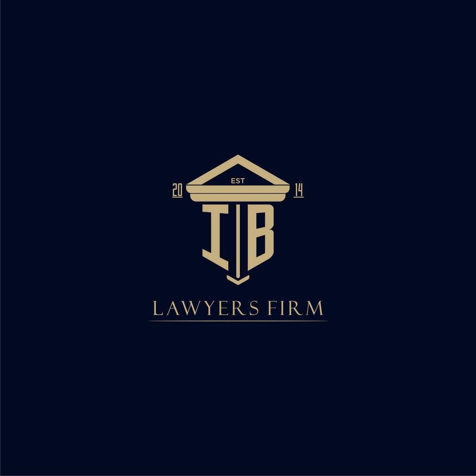 IB initial monogram lawfirm logo with pillar design vector