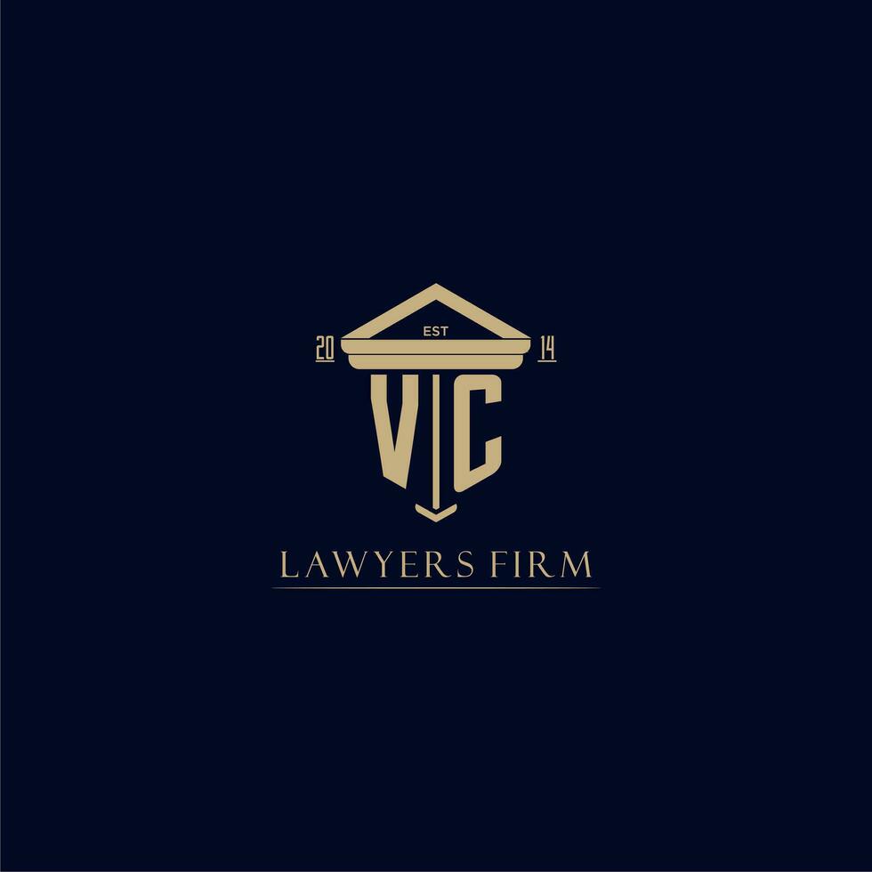 VC initial monogram lawfirm logo with pillar design vector