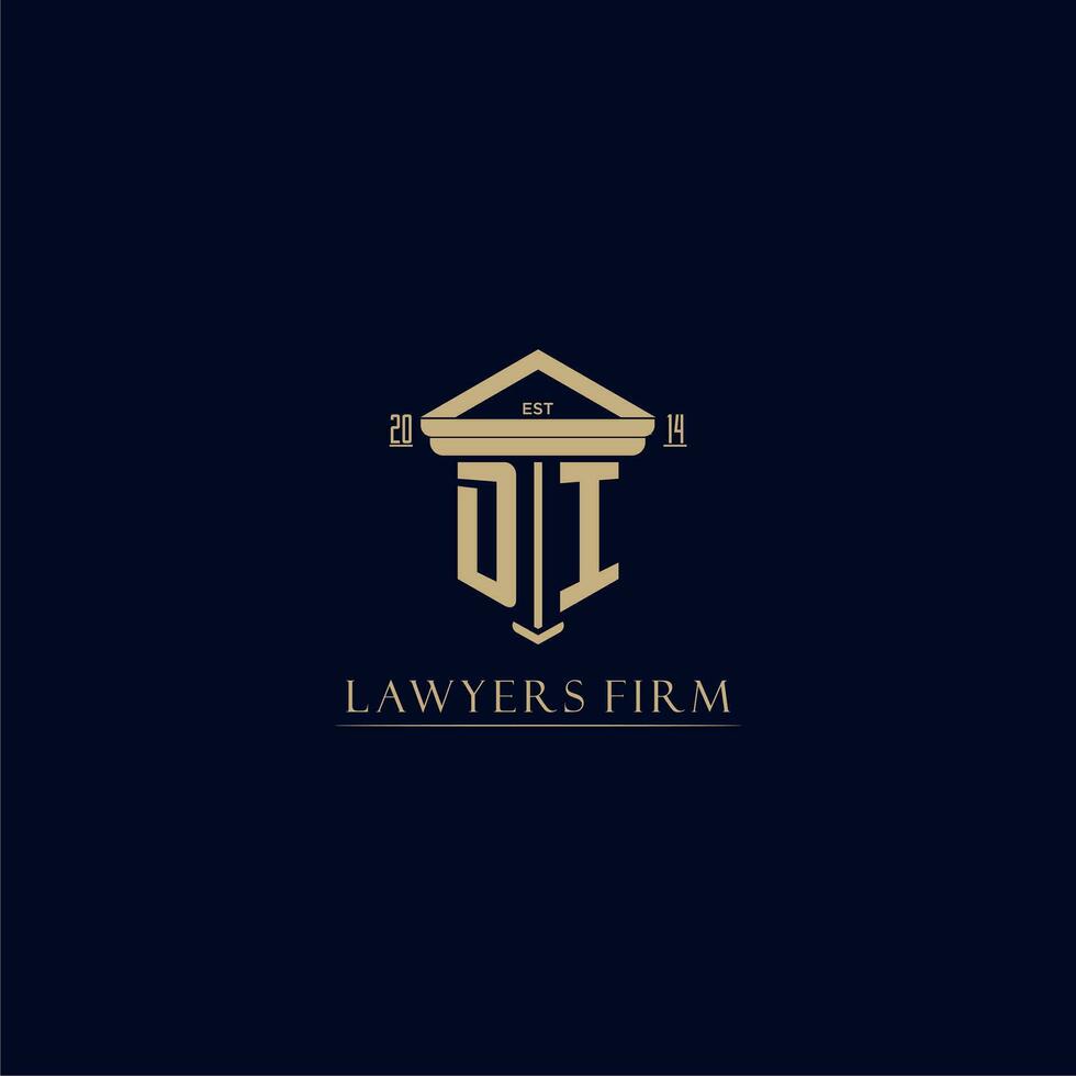 DI initial monogram lawfirm logo with pillar design vector
