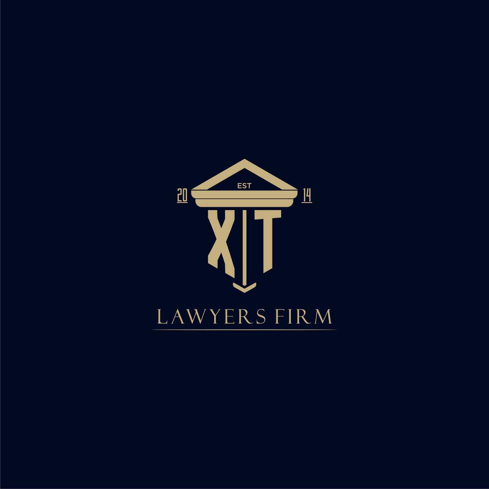 XT initial monogram lawfirm logo with pillar design vector