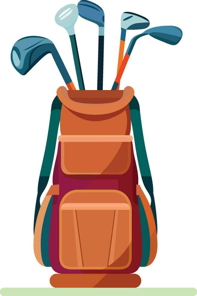 golf bolso con clubs golfista equipo plano estilo vector ilustración , golf carro o carretilla pantalones valores vector imagen