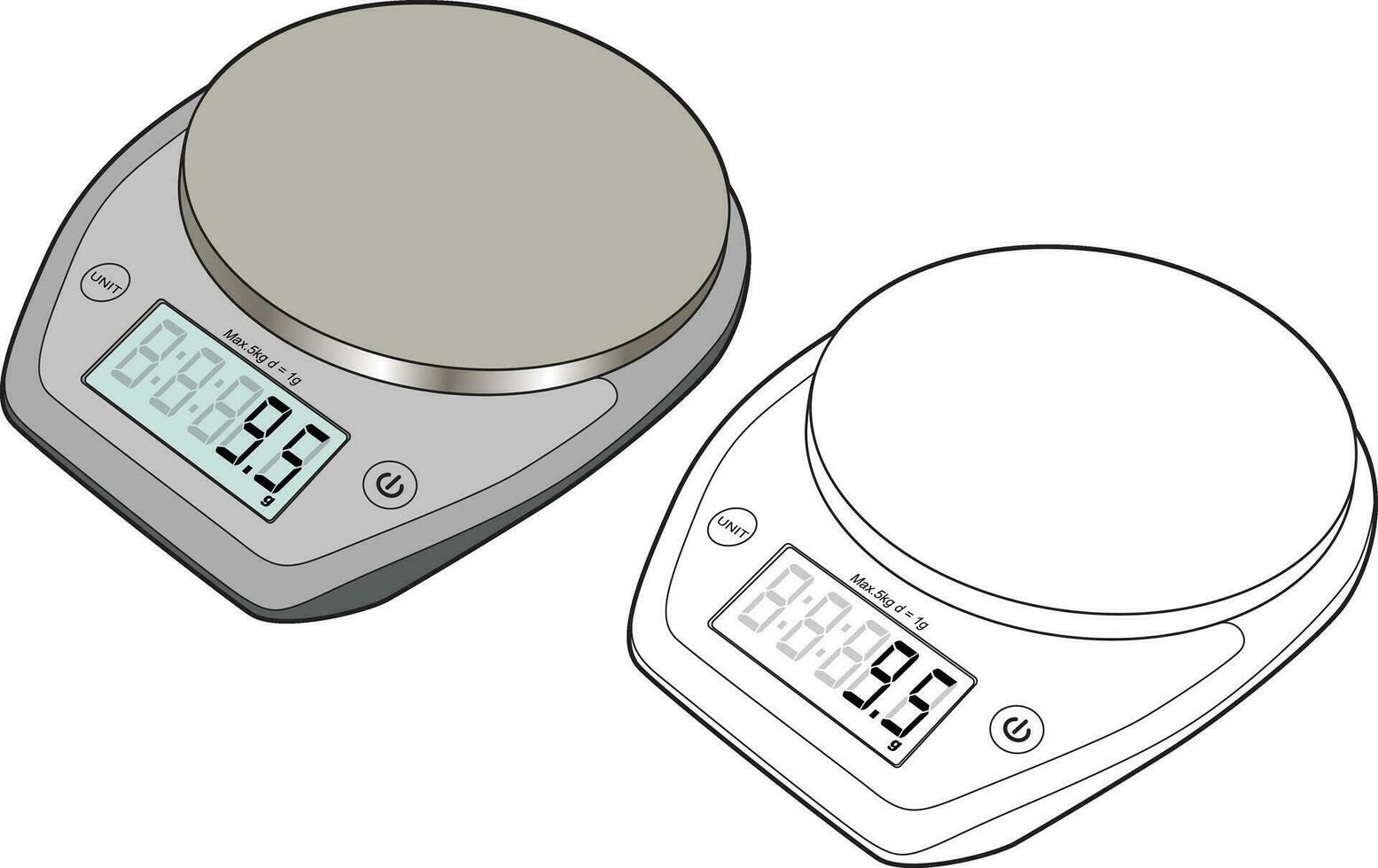 Digital Food Scale vector illustration , Kitchen Scale and Baking Scale for , electronic food measuring device vector image