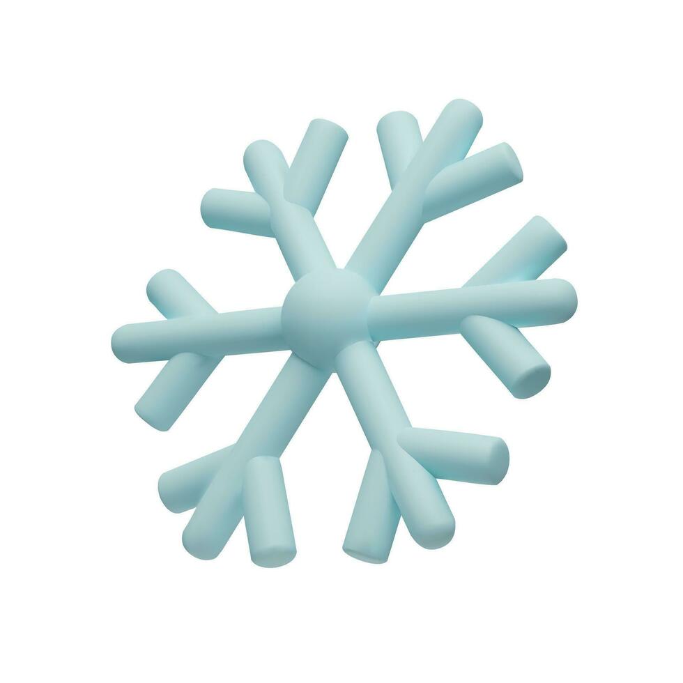 3d hacer copo de nieve. meteorología realista elemento. vector símbolo de frío, escarcha. diseño elemento para invierno estación. hegágono forma cristal en arcilla, el plastico estilo
