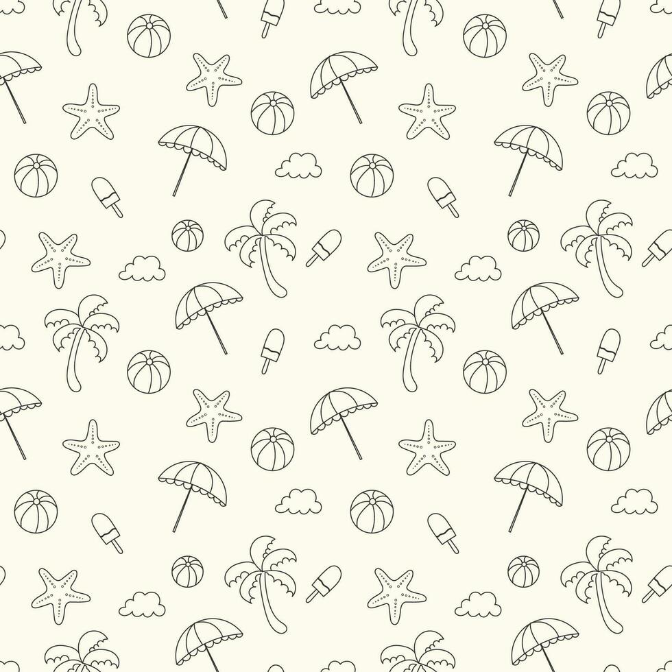 Hand drawn summer pattern with summer elements vector