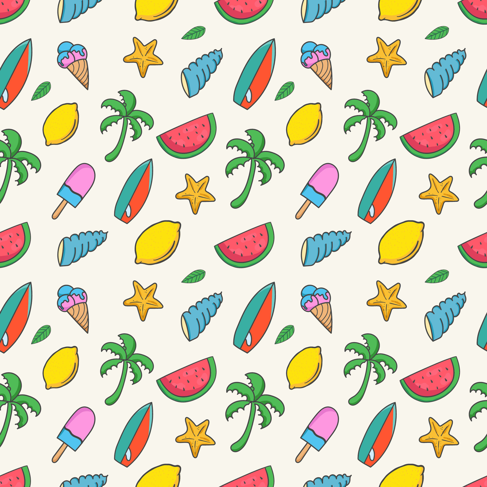Colorful seamless summer pattern with palm Vector Image