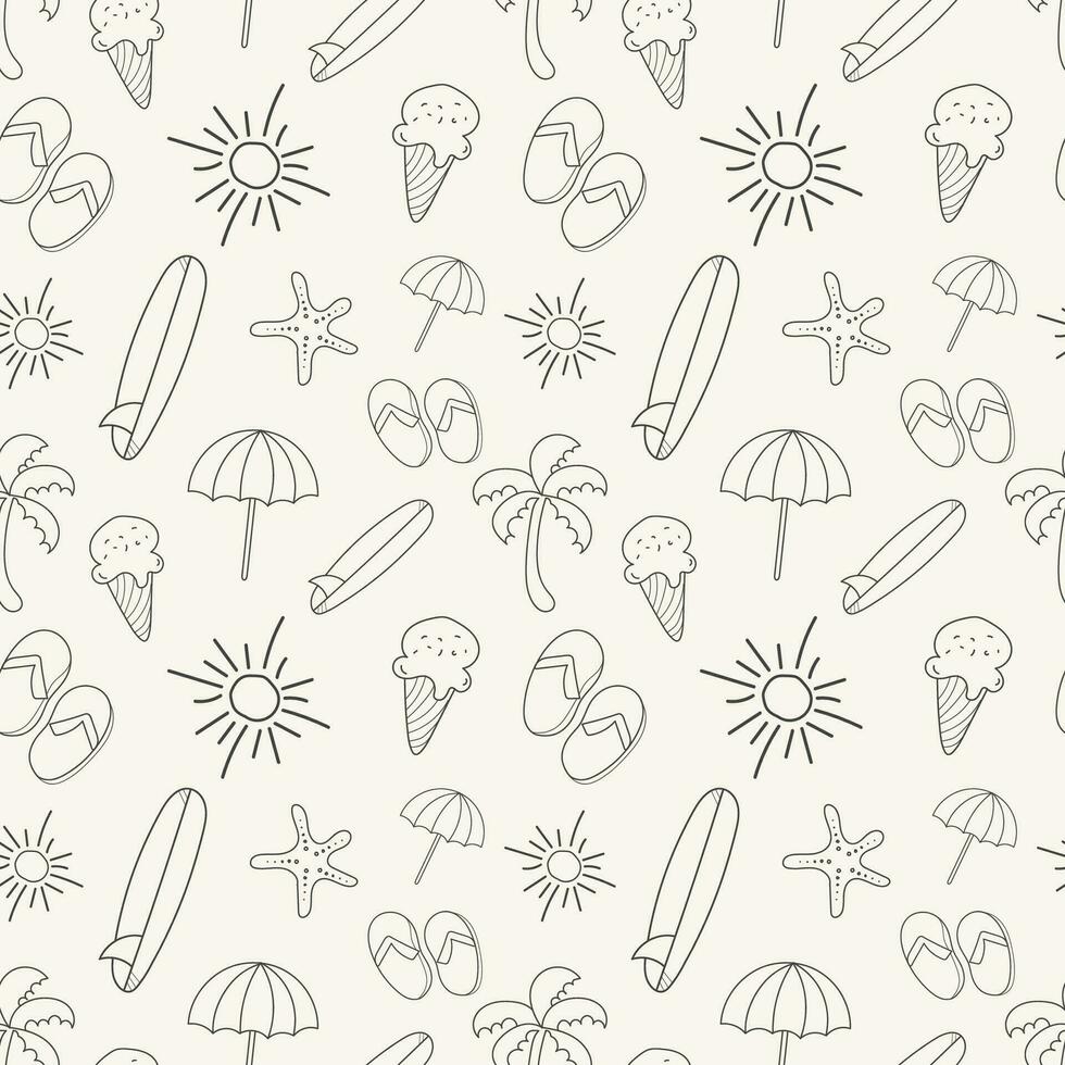 Hand drawn summer pattern with summer elements vector