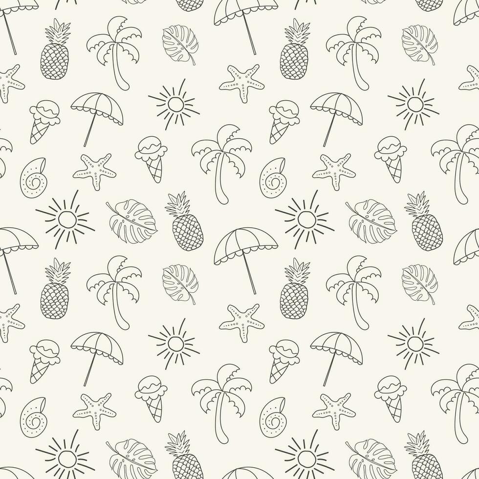 Hand drawn summer pattern with summer elements vector