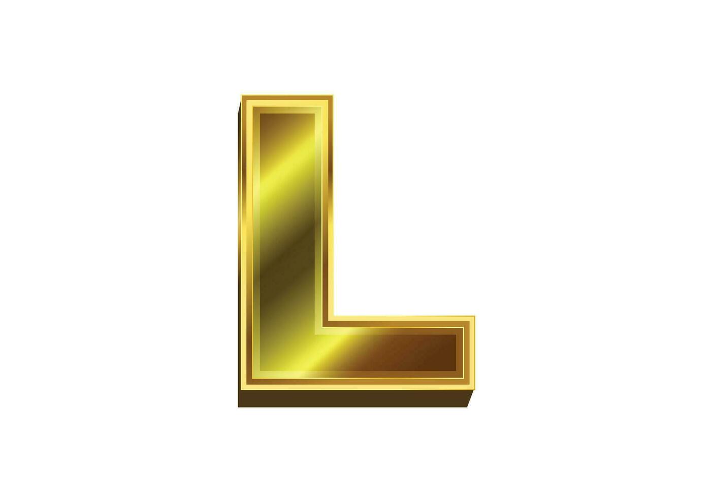 3d golden letter. Luxury gold alphabet on white background vector