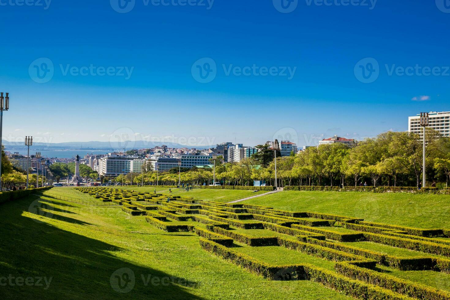 The Eduardo VII Park in a beautiful early spring day at the city of Lisbon in Portugal photo