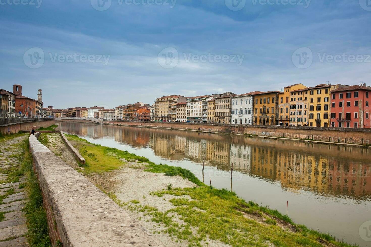 View of the Arno River and Pisa city photo