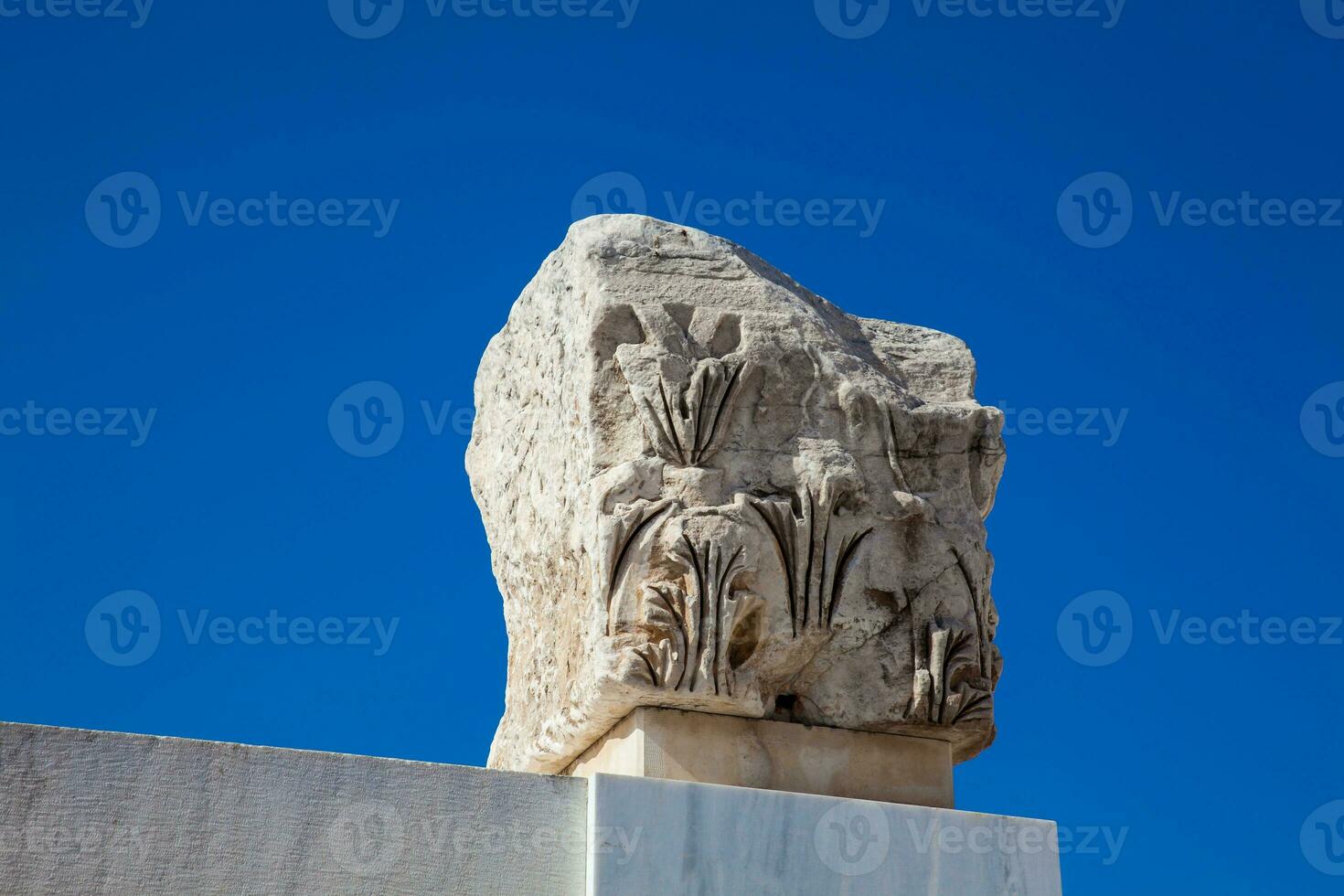 Ruins of the Hadrian Library at the center of the Athens city in Greece photo