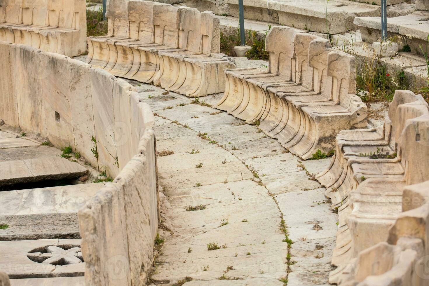 Detail of the seating at the Theatre of Dionysus Eleuthereus the major theatre in Athens dated to the 6th century BC photo