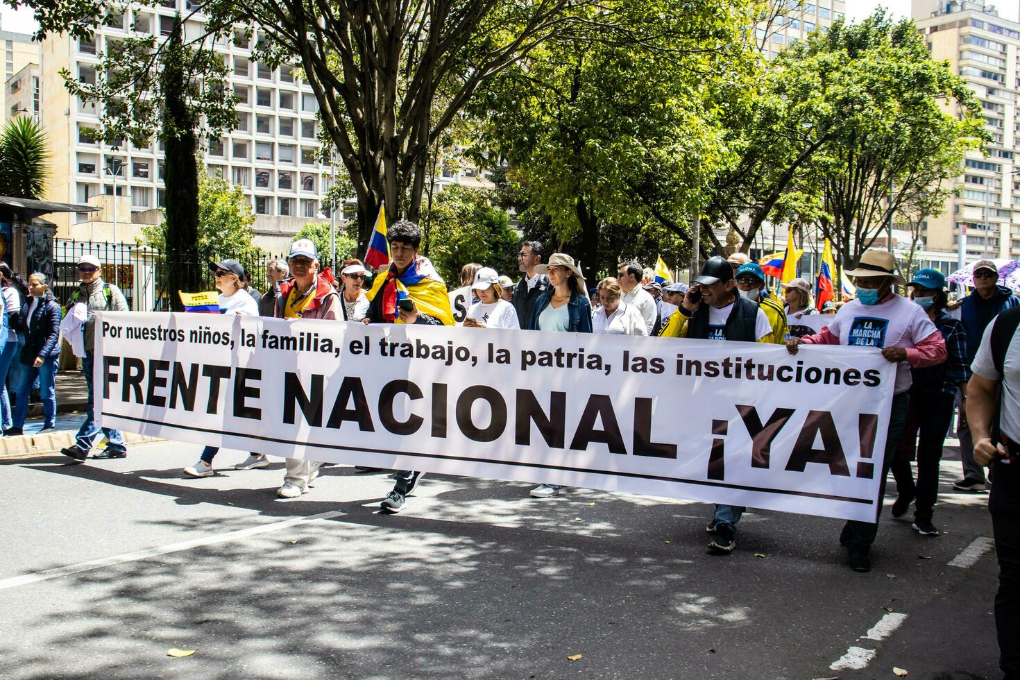 Bogota, Colombia, June 2023, Peaceful protest marches against the government of Gustavo Petro called La Marcha de la Mayoria photo