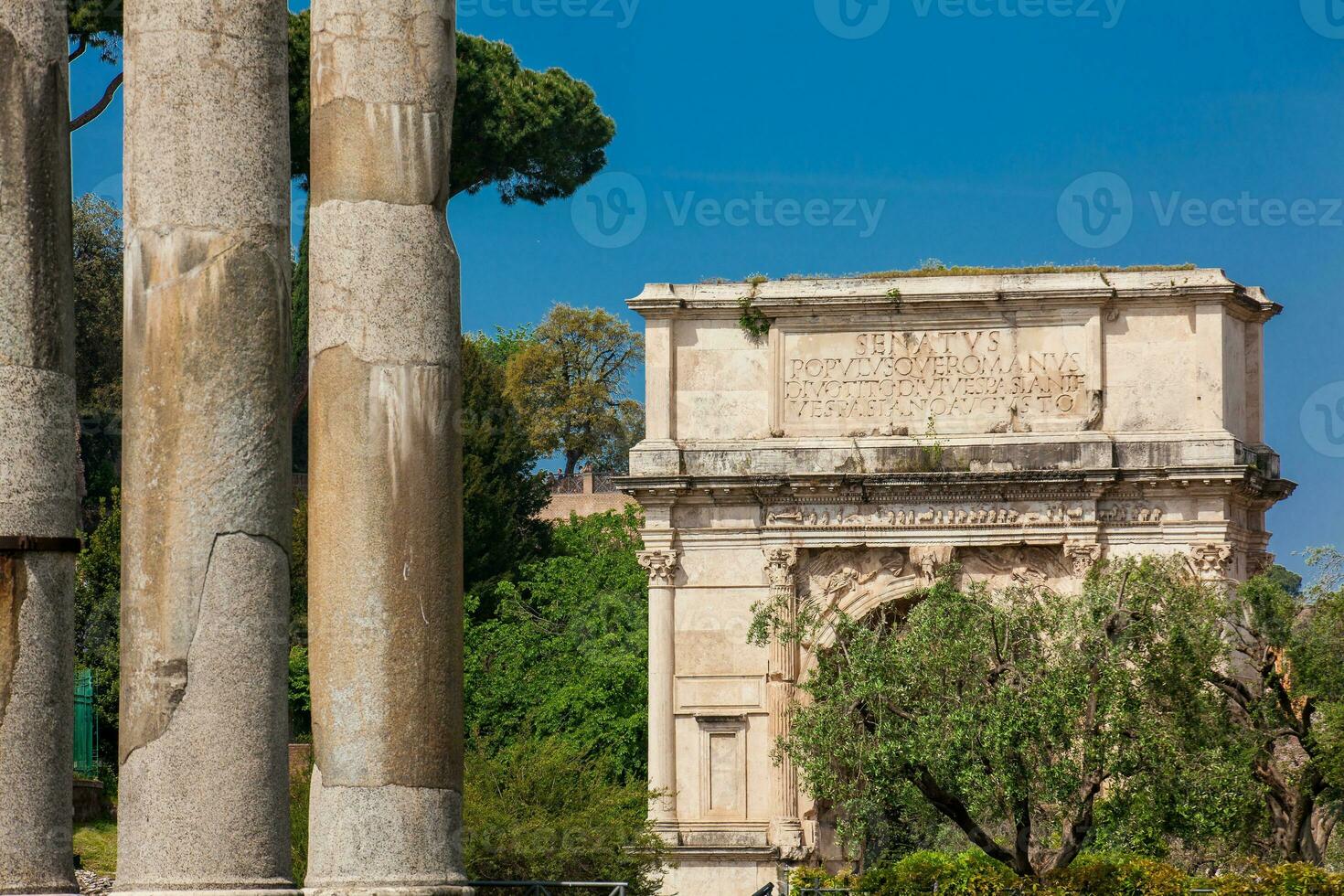 Ruins of the Temple of Venus and Roma located on the Velian Hill and Arch of Titus photo
