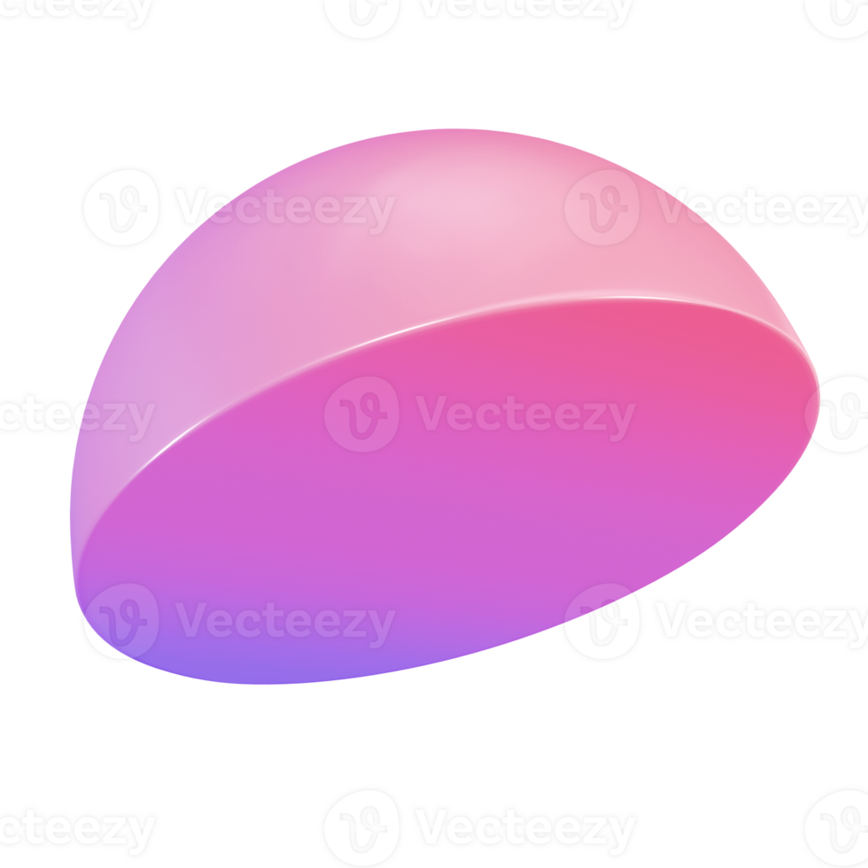 3d géométrique forme. pente luxe modèle décoratif conception illustration. minimaliste brillant semi sphère moitié rond isolé transparent png