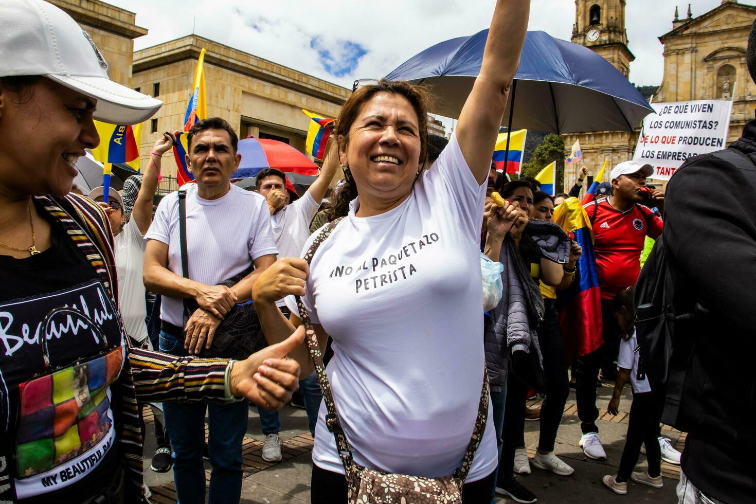 Bogota, Colombia, June 2023, Peaceful protest marches against the government of Gustavo Petro called La Marcha de la Mayoria photo