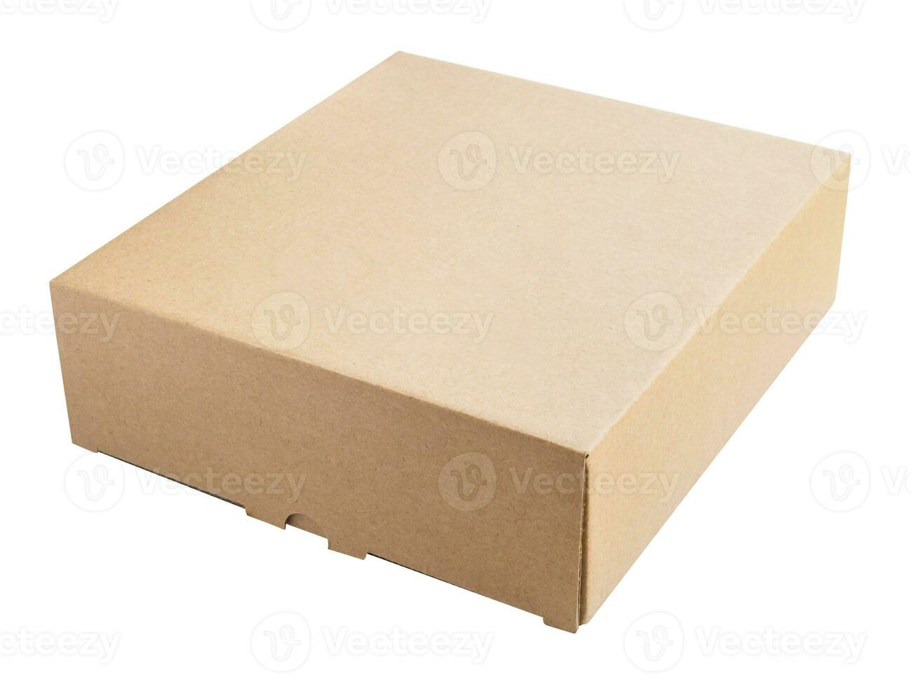 Mockup brown cardboard box isolated on white background photo