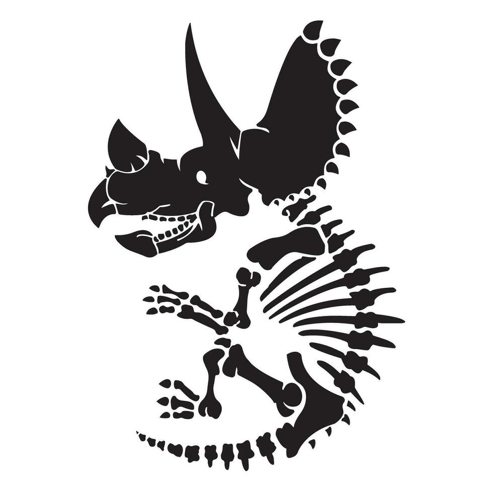 Silhouette Triceratops. Ornithischian dinosaur. Monochrome vector illustration of prehistoric creature Ceratopsia