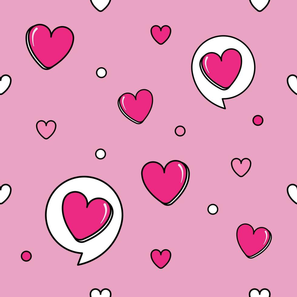 Various size of Pink Heart Seamless Pattern. vector