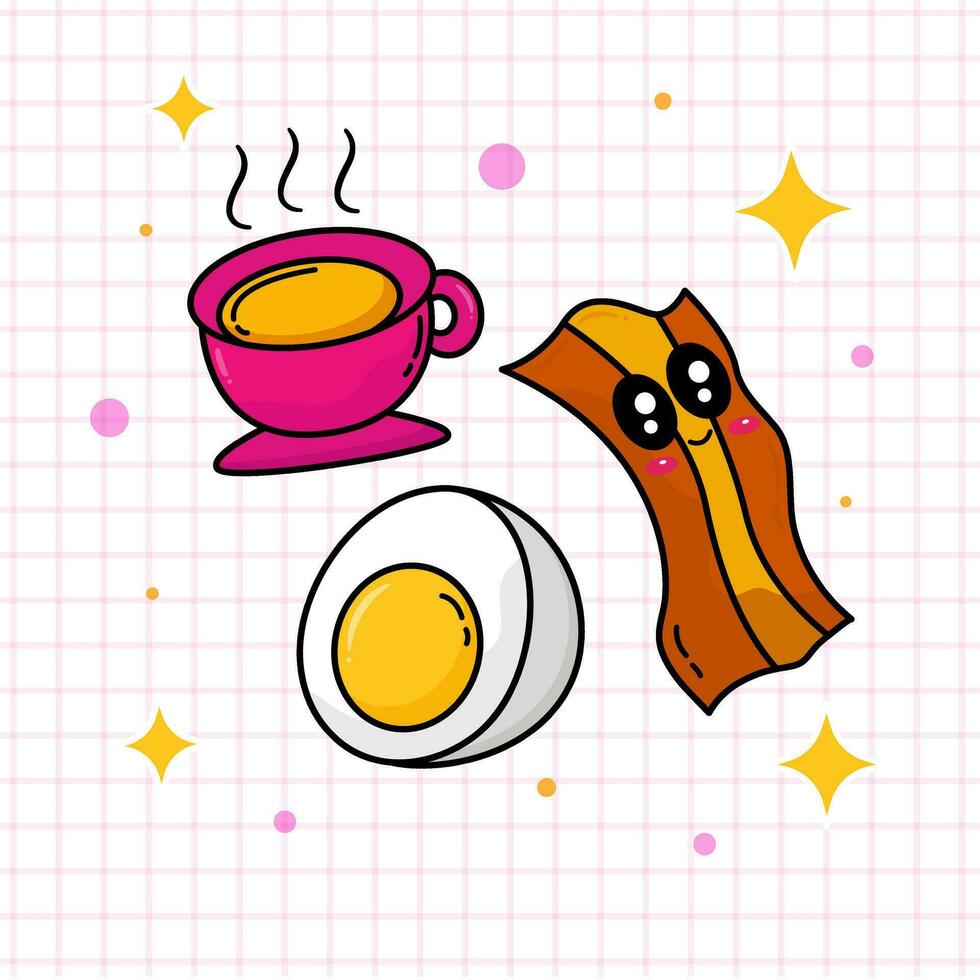 Cute Bacon and Egg Vector