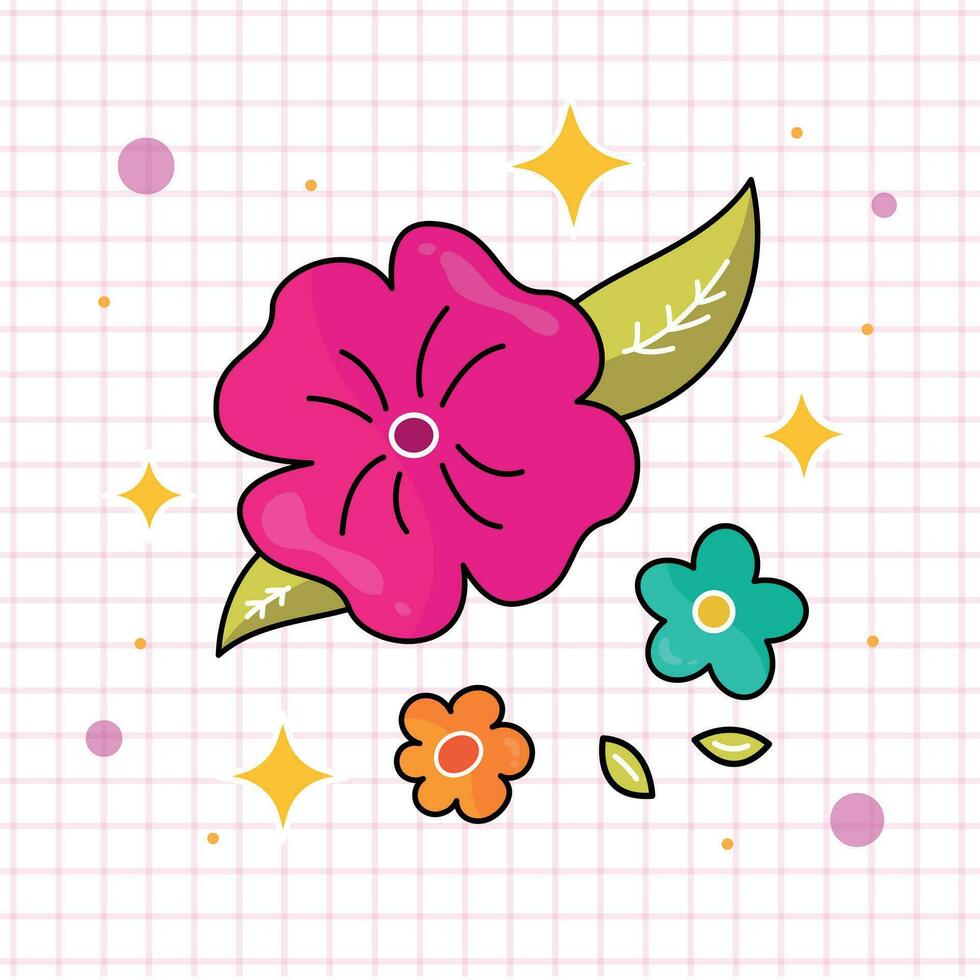 Colorful Three Flowers Vector