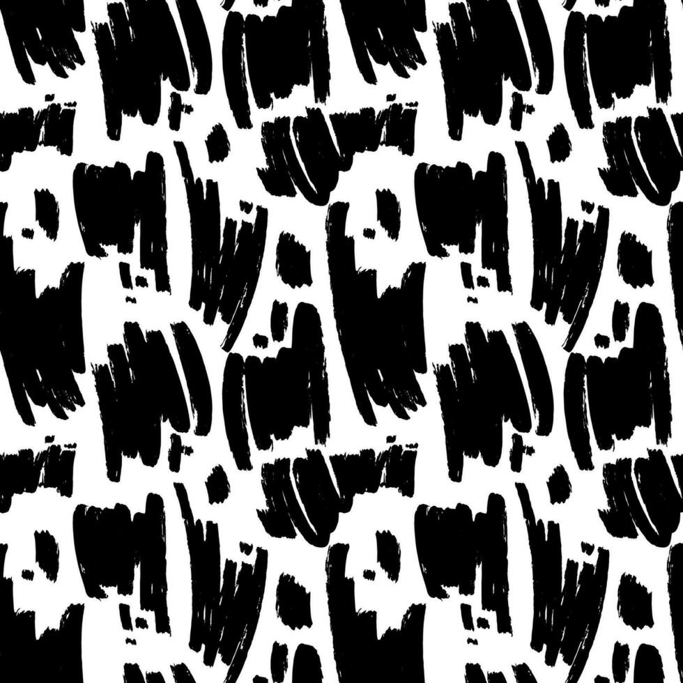 Hand drawn vector abstract seamless pattern with brush strokes. Painted spots as graphic design wallpaper. Artistic repeatable background.