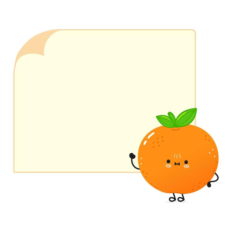 Tangerine fruit poster character. Vector hand drawn cartoon kawaii character illustration. Isolated white background. Mandarin poster