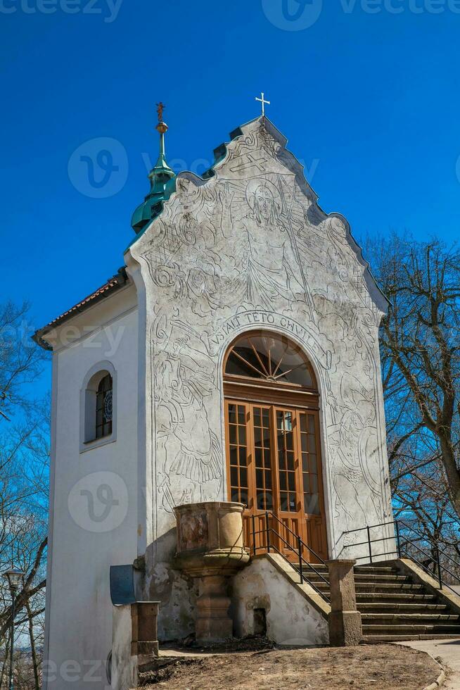 Little chapel of the Cavalry next to the Church of St Lawrence at Petrin Hill photo