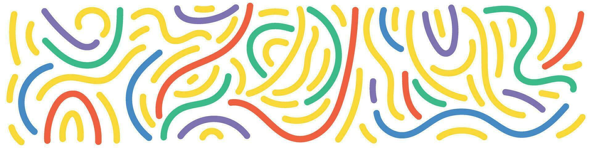 Squiggle pattern memphis. Abstract line and shapes. Fun and colorful children's party pattern. Isolated vector illustrations on white background.