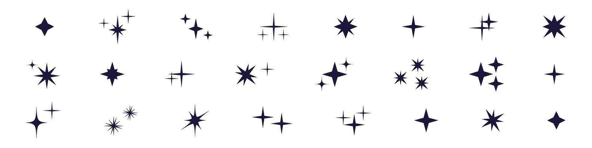 Twinkle christmas icon. Magic Shine. Sparkling line, doodle twinkling stars. Isolated vector illustrations on white background.