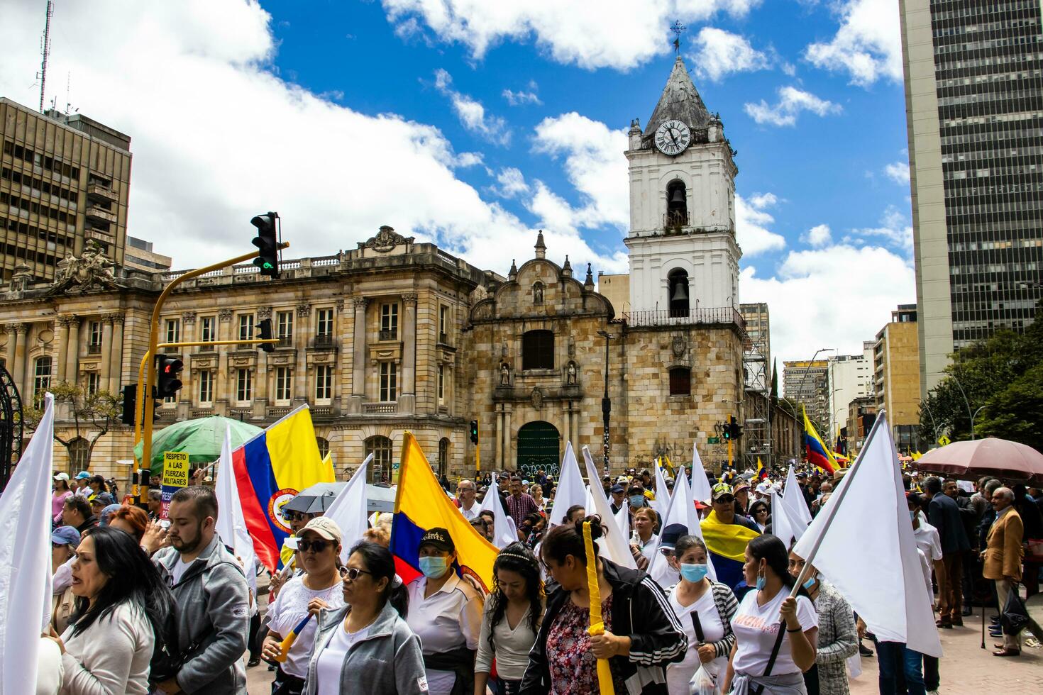 Bogota, Colombia, June 2023, Peaceful protest marches against the government of Gustavo Petro called La Marcha de la Mayoria photo