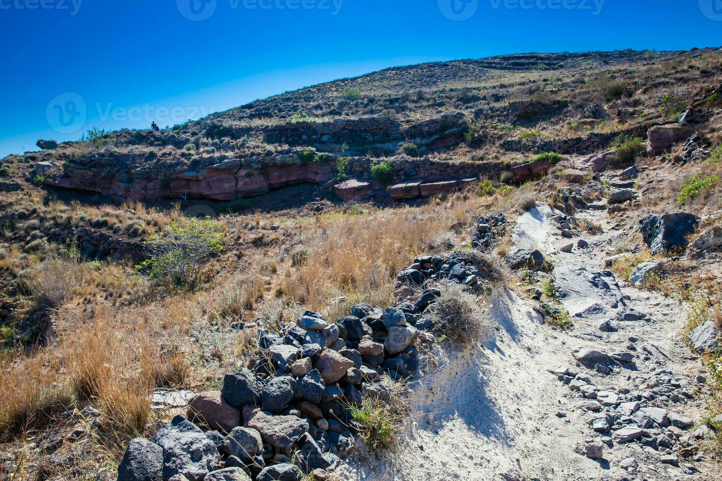 The beautiful landscapes seen from the walking path number nine between the cities of Fira and Oia in Santorini Island photo