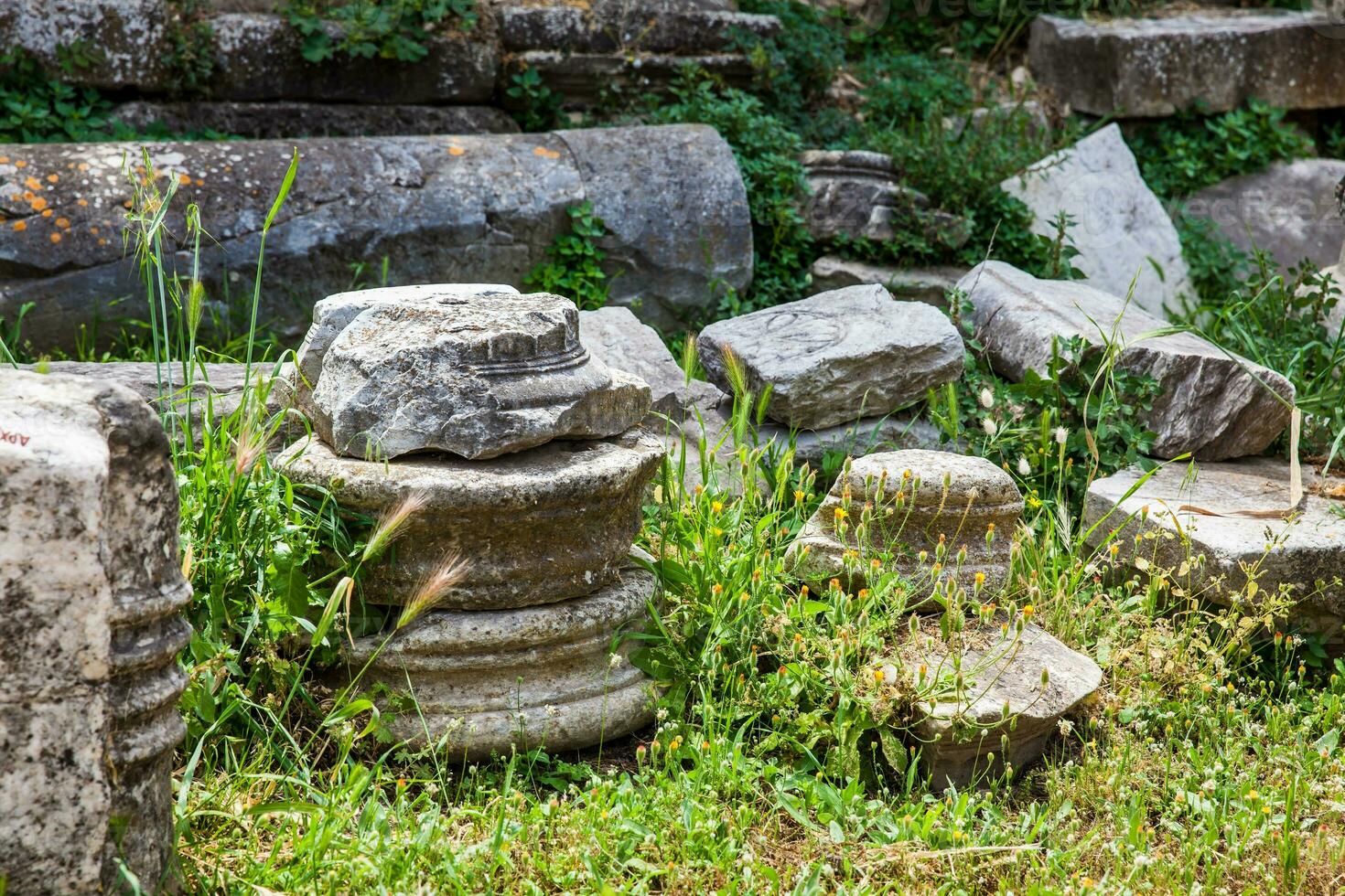 Detail of the ancient ruins at the Roman Agora located to the north of the Acropolis in Athens photo
