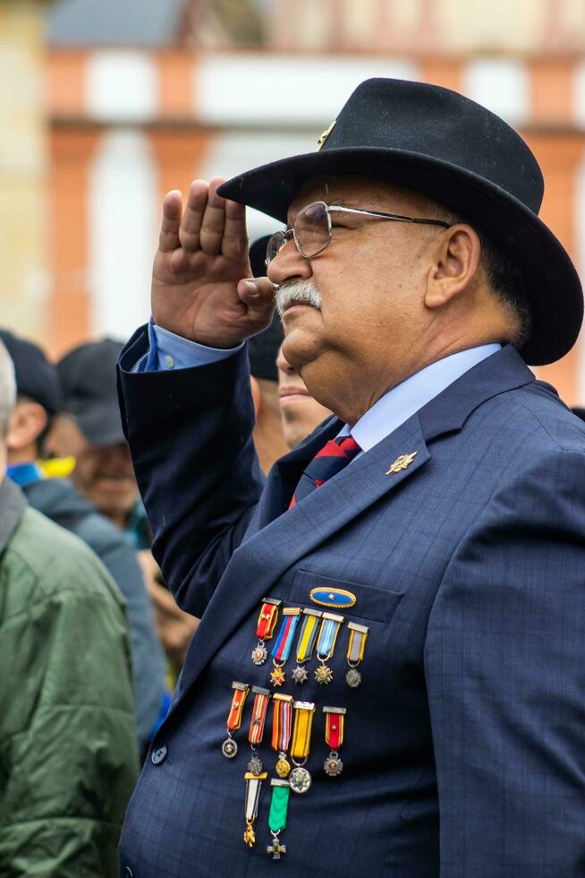 BOGOTA, COLOMBIA, 19 JULY 2023. Peaceful protest of the members of the active reserve of the military and police forces in Bogota Colombia against the government of Gustavo Petro photo