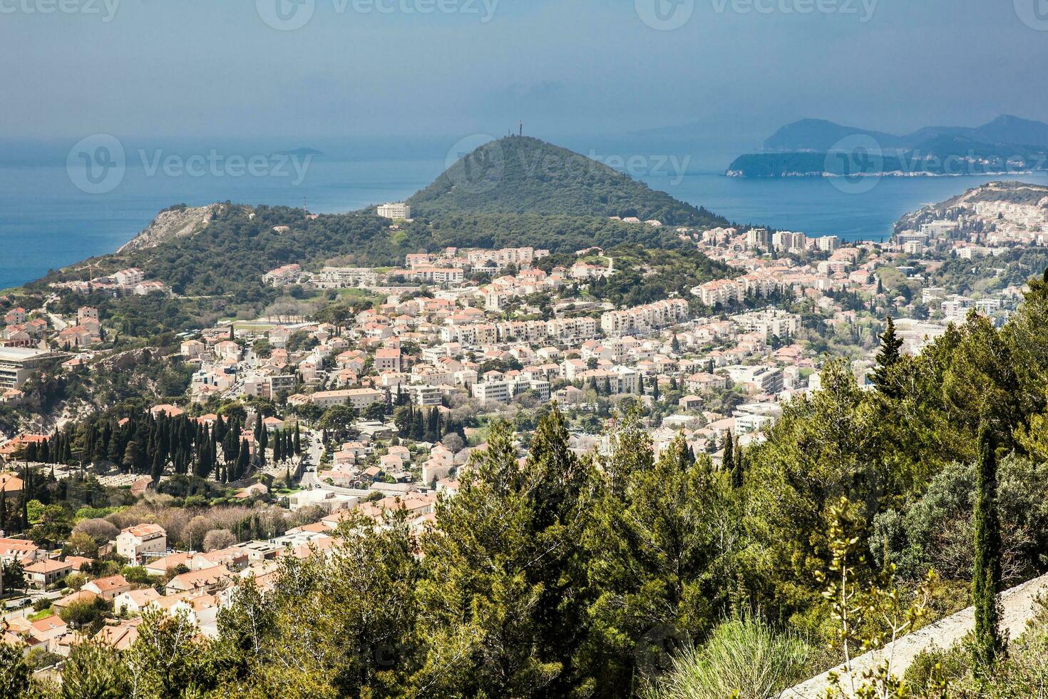 View of Dubrovnik city from Mount Srd walking trail photo