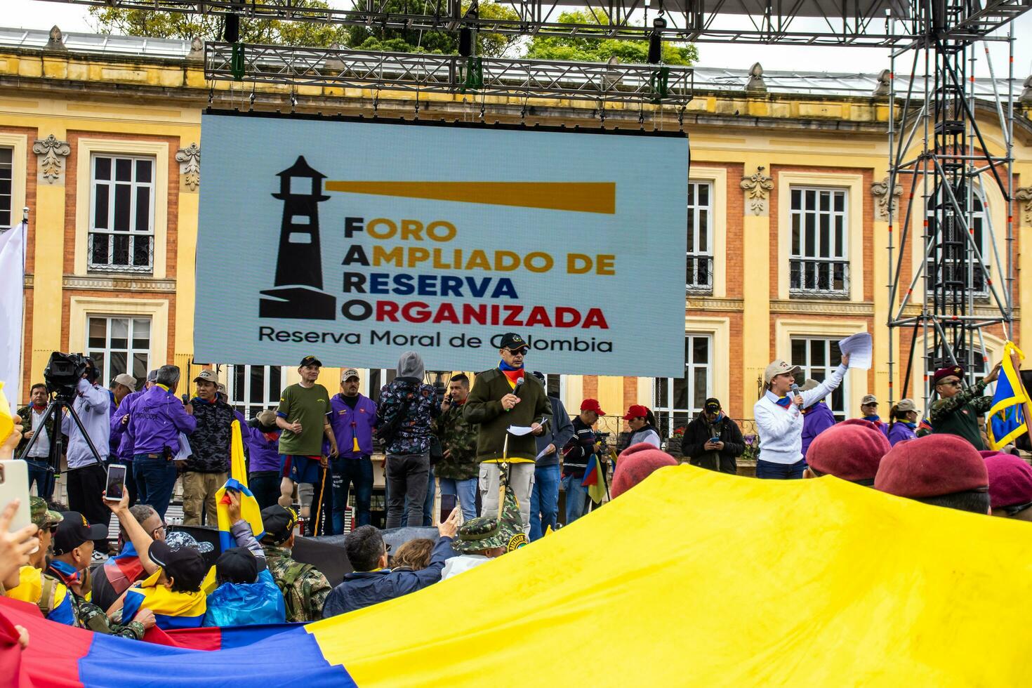 BOGOTA, COLOMBIA, 19 JULY 2023. Peaceful protest of the members of the active reserve of the military and police forces in Bogota Colombia against the government of Gustavo Petro photo