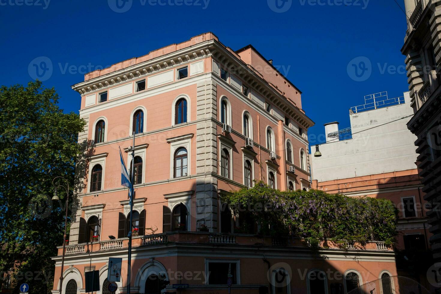 Beautiful architecture of the antique buildings at Rome city center photo