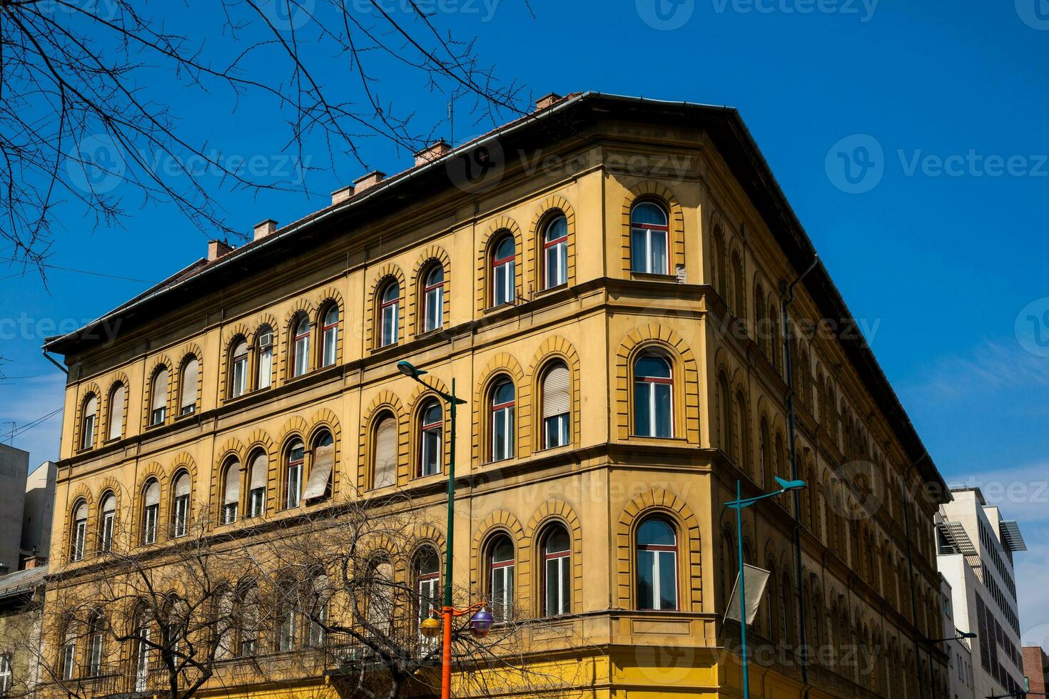 Beautiful architecture of the buildings at Budapest city center photo