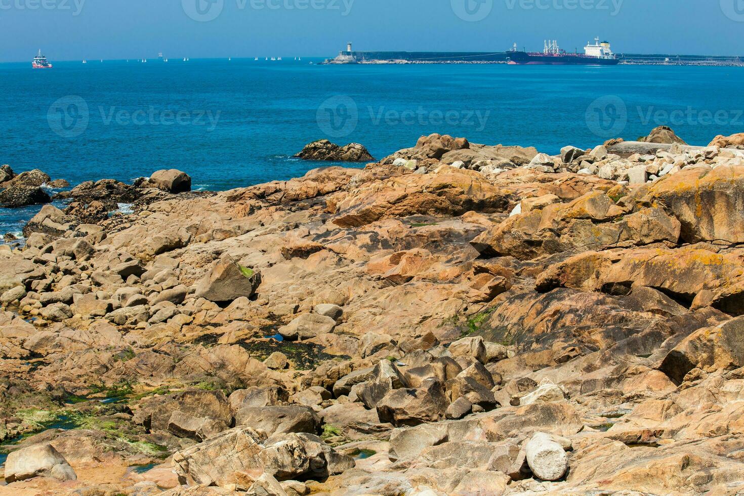 Early spring day at the beautiful beaches along the Porto city coast photo