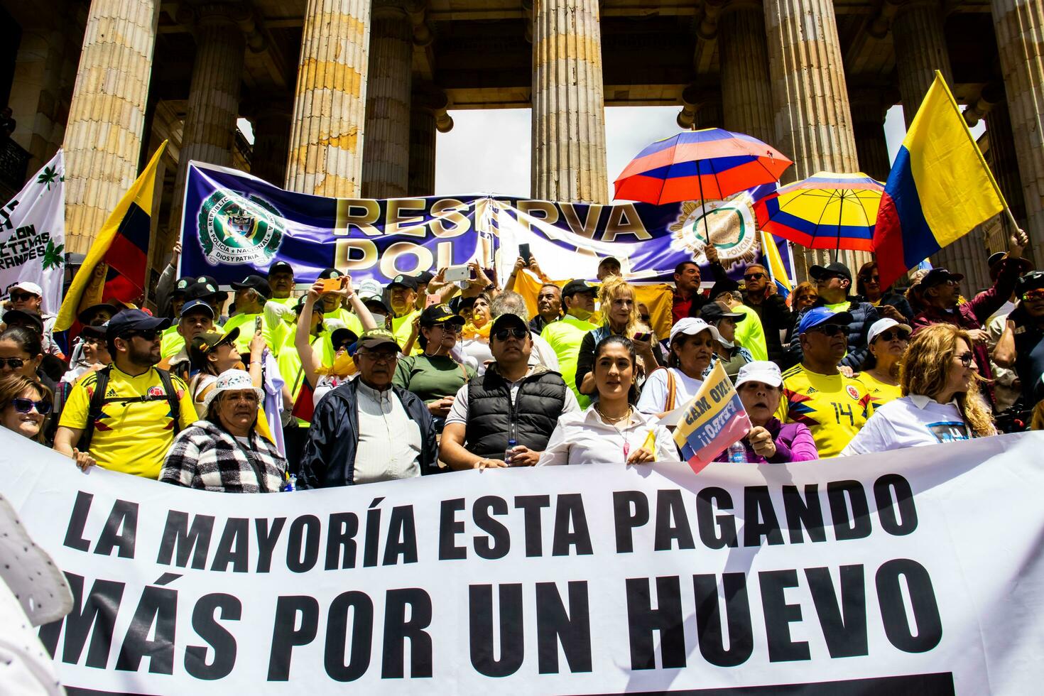 Bogota, Colombia, June 2023, Peaceful protest marches against the government of Gustavo Petro called La Marcha de la Mayoria photo